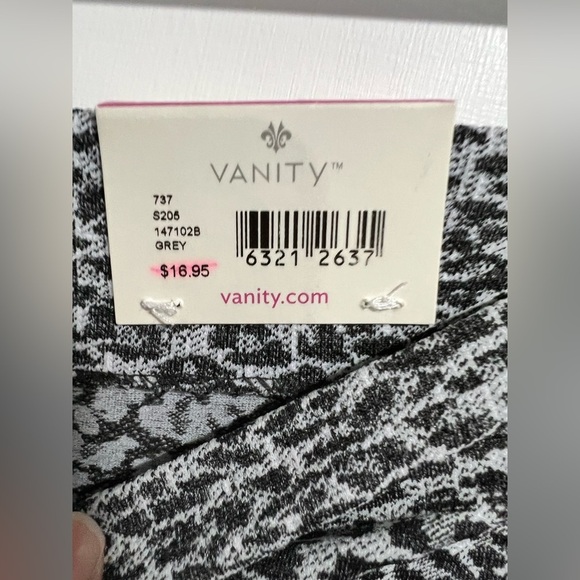 NWT Vanity leopard animal print leggings L/XL‎ large black white - Picture 5 of 7
